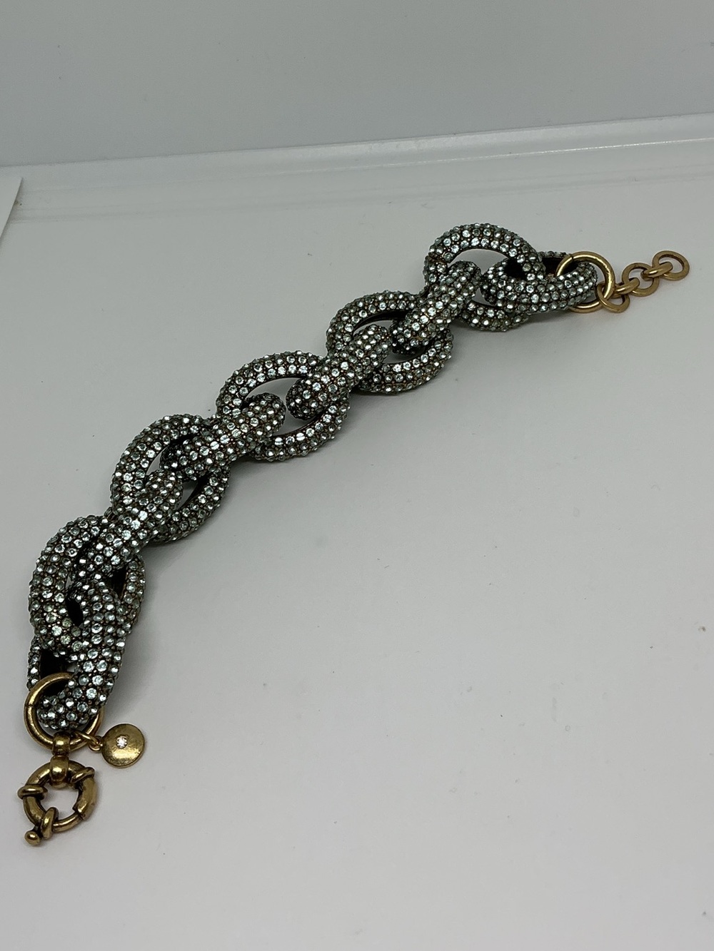 J Crew Chunky Blue Crystal Link Bracelet - Picture 8 of 9